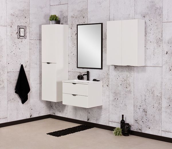 Quentis Badezimmer Hängeschrank Breite 60 cm, 2 Türen, weiß matt