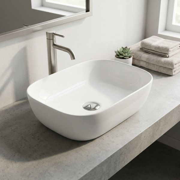 Aufsatzbecken PREMIUM 46, Keramik, weiß