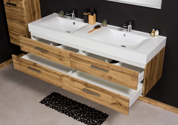 Badmöbel Zeno 160 cm, Doppelwaschplatz, Eiche Natur