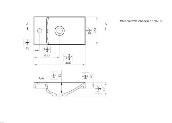 Gäste-WC Möbel SIVAS, Breite 40 cm, weiß glänzend, vormontiert
