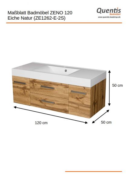 Maßblatt ZENO 120, Einzelwaschplatz (ZE1262E)