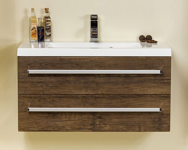 Badmöbel Genua, Breite 80 cm, Front und Korpus Holzdekor antik, GE8250Badmöbel Genua, Breite 80 cm, Holzdekor antik (GE8250)