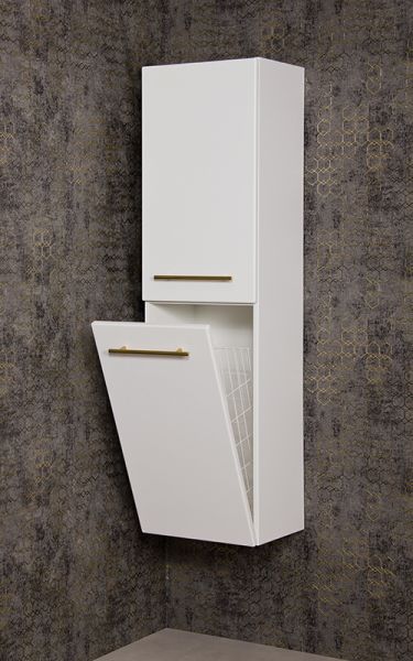 Badschrank. Belli, Hochschrank, inkl. Wäschekorb, weiß matt (BL4047-WK)