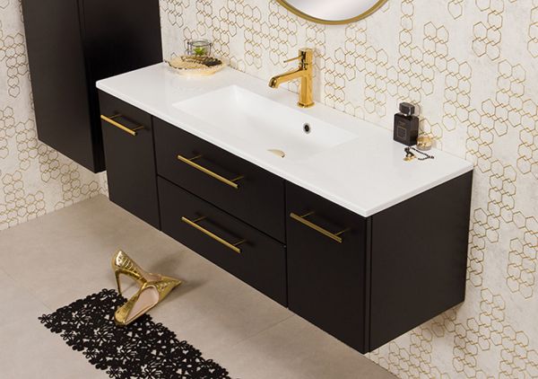 Waschplatz Belli, Breite 120 cm, schwarz matt, BL1248