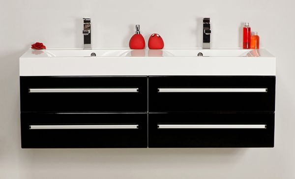 Doppelwaschplatz Aruva, Breite 140 cm, schwarz