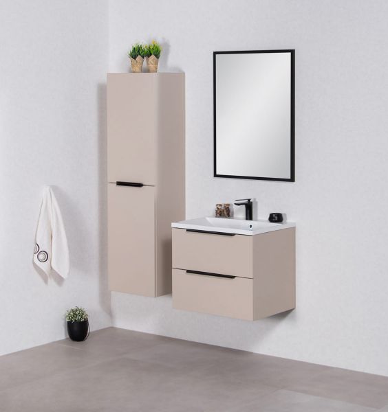 Badmöbel SYDNEY 60 cm, Macadamia matt, Waschtisch und Unterschrank (montiert)