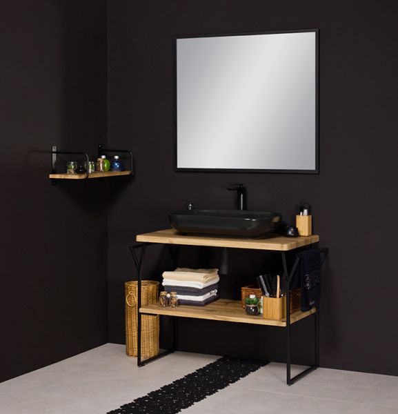 Badmöbel Cosmo-Loft, Breite 100 cm, Aufsatzbecken schwarz, CS1062-LOFT-S