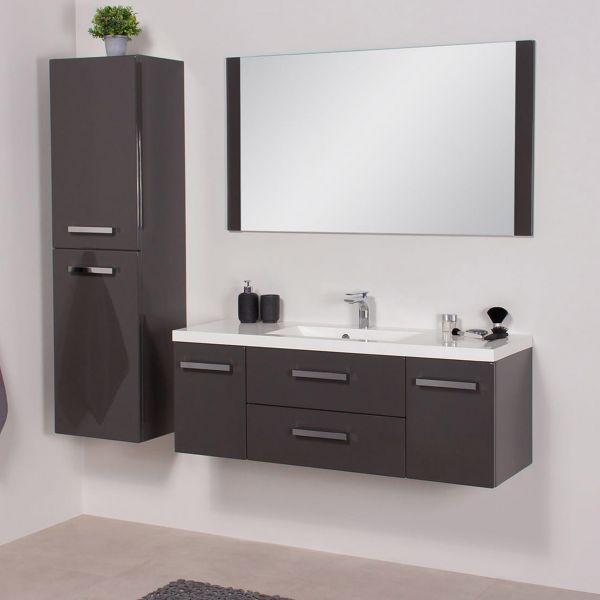 Badmöbel GENUA 120, grafitgrau, Waschtischunterschrank montiert, inkl. Waschbecken