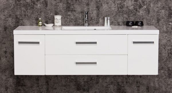 Badmöbelset GENUA, Breite 140 cm, weiß glänzend (GE4247)Badmöbelset GENUA, Breite 140 cm, weiß glänzend (GE4247)