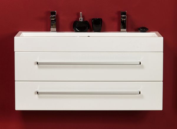 Waschplatz DueViso, Breite 100 cm, weiß glänzend