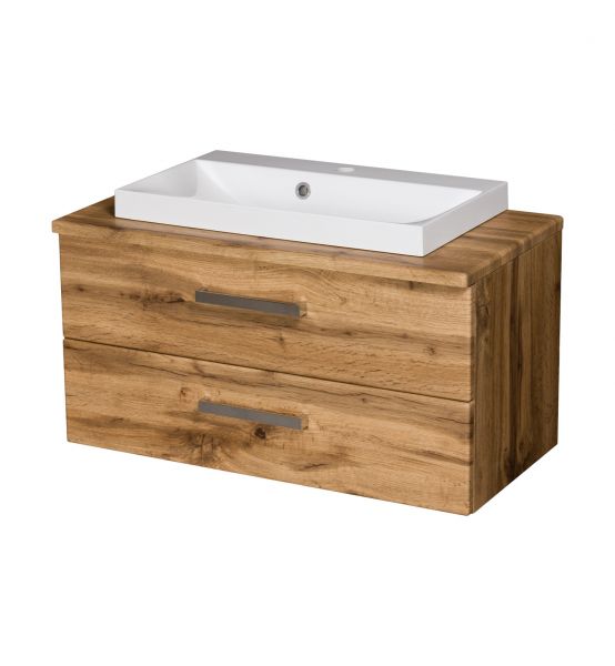 Badmöbel SUSAN Breite 80 cm, Eiche Natur, Waschtischunterbau montiert