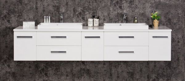 Badmöbel-Set SUSAN, Breite 210 cm, weiß, Waschtischunterbau montiert