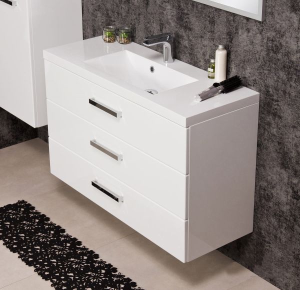 Quentis-Waschplatzset Genua 100, 3 Schubladen, weiß (GE1347)