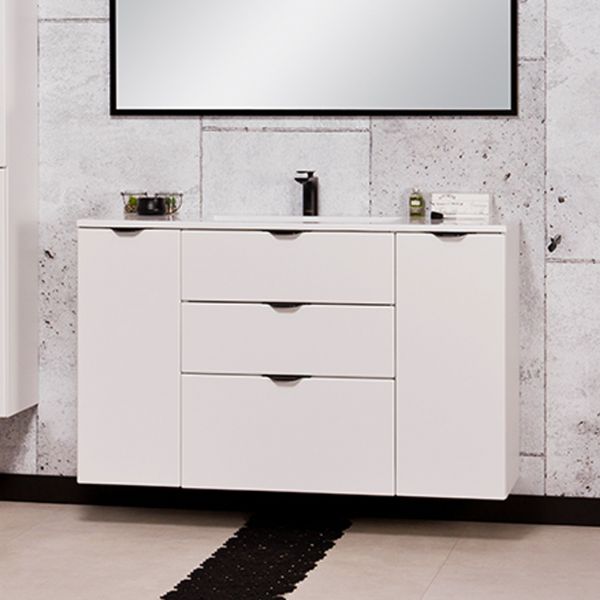 Badmöbel VICTOR 120 cm, Waschtischunterbau mit 3 Schubladen inkl. Waschtisch, weiß matt