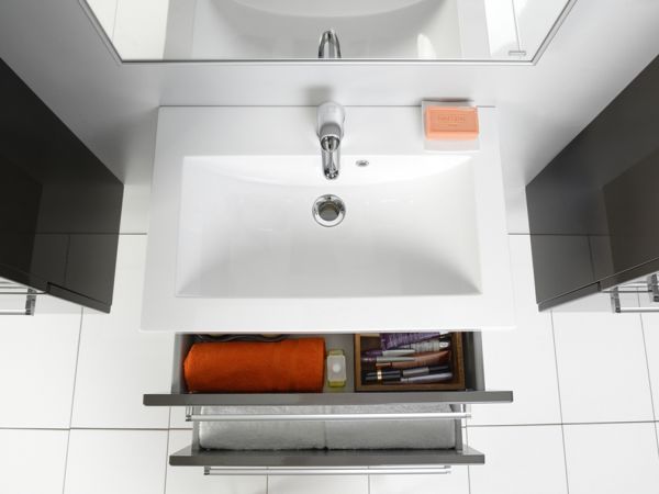 Quentis Waschplatz Genua Breite 60 cm grafitgrau glänzend