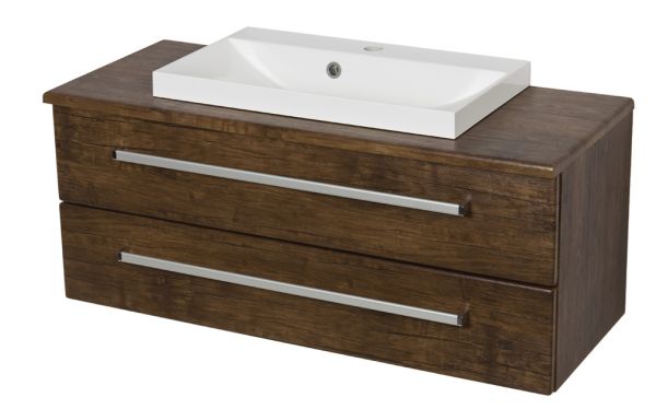 Badmöbel Susan, Breite 100 cm, Holzdekor antik, Unterschrank mit 2 Schubladen, SN1050-2S