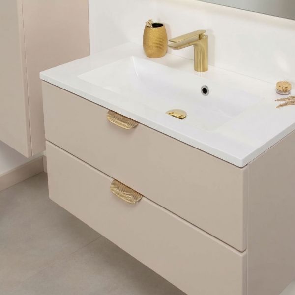 MAGNOLIA Badmöbelset Breite 80 cm, Waschbeckenunterschrank inkl. Waschbecken, seidenmatt sand