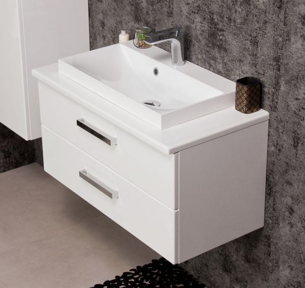 Badmöbel Susan 80, 2 Schubladen, weiß glänzend