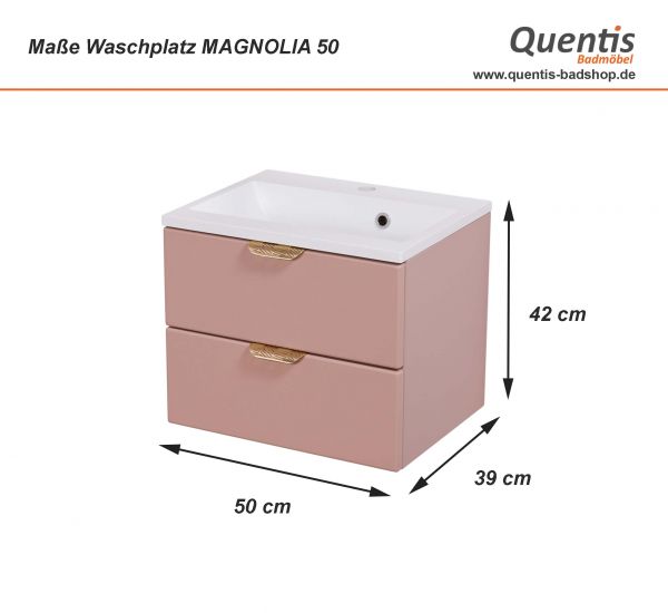 Badmöbel MAGNOLIA 50 cm, rosé satiniert, Waschtischunterbau montiert inkl. Waschbecken