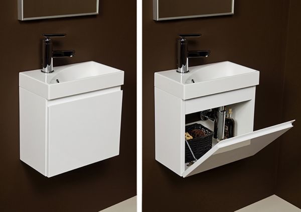 Waschplatz Faros 40, weiß glänzend, Aufsatzbecken RENA