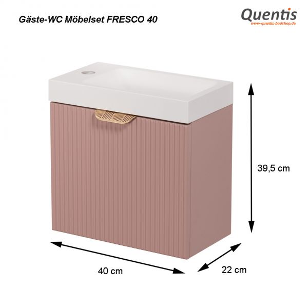 Gäste-WC Badmöbel FAROS ART, Breite 40 cm, rosé, Unterschrank montiert