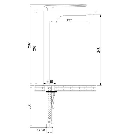 Waschtischarmatur EXPERIENCE schwarz matt, Badarmatur Einhebelmischer, hoher Auslauf