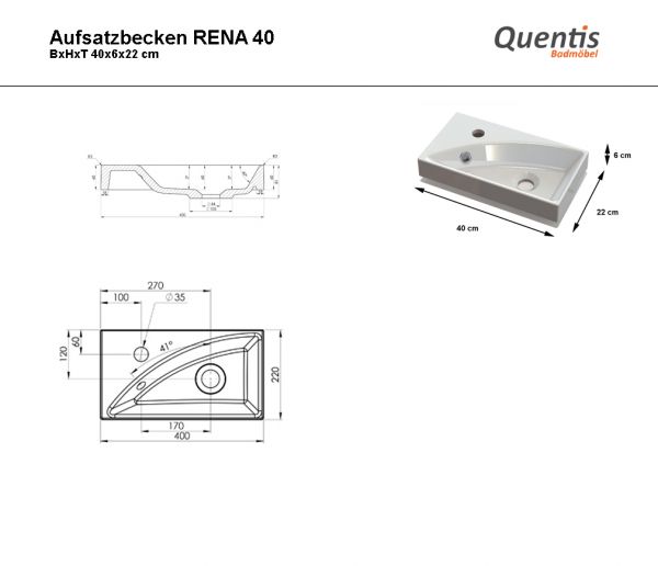 Badmöbel Gäste-WC FAROS 40 "Black edition", Waschbeckenunterschrank montiert