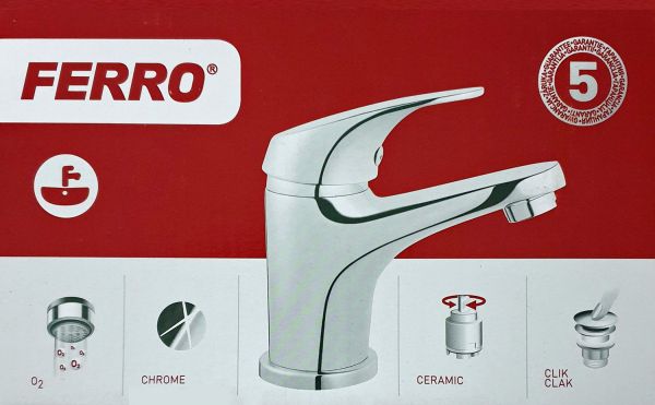 FERRO ONE Waschtischarmatur, Chrom, Einhebelmischer inkl. Ablaufgarnitur