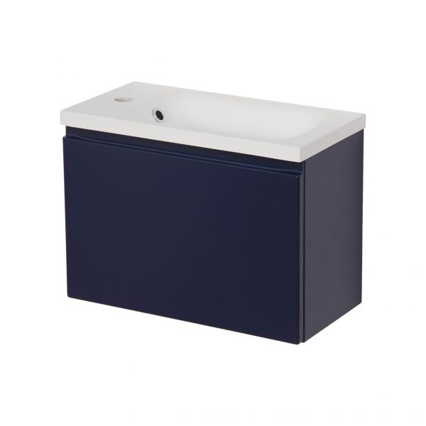 Badmöbel FAROS 50 cm, Marineblau, Gäste-WC Möbelset, Unterschrank montiert