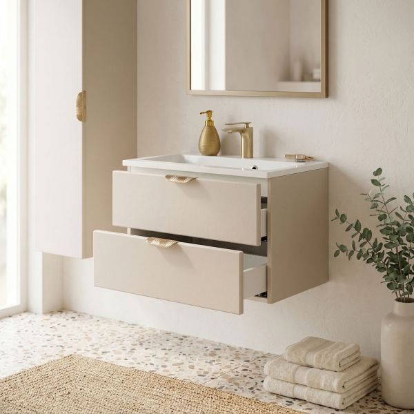 Badmöbel MAGNOLIA 60 cm, sand satiniert - 2 Softclose-Schubladen