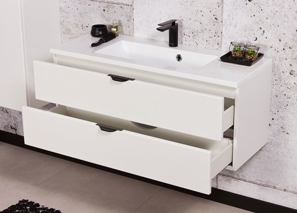 Badmöbel VICTOR 100 cm, Waschtischunterbau mit 2 Schubladen, Waschtisch, weiß matt (VIC10247)