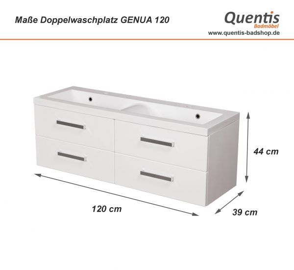 Maßblatt Doppelwaschplatz GENUA 120, weiß (GE2247)