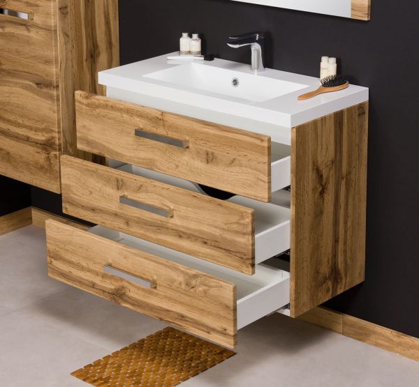 Badmöbel Genua, Breite 80 cm, Eiche Natur (GE8362)