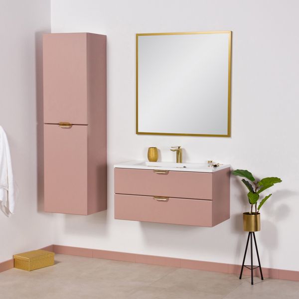 Badmöbel MAGNOLIA 80 cm Rosé satiniert, Waschtischunterschrank inkl. Waschbecken, montiert