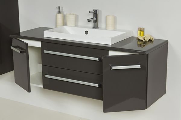 Badmöbel Susan, Breite 120 cm, anthrazit glänzend, SN1256-2S
