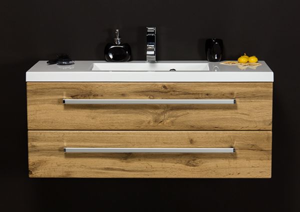 Badmöbel Genua, Breite 100 cm, Holzdekor Eiche Natur; GE1262