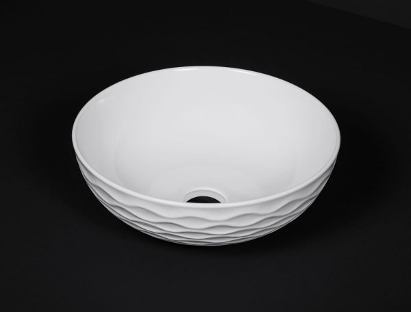 Aufsatz-Waschbecken WAVE 42, Keramik, weiß
