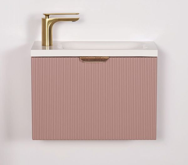 Gäste-WC Möbel FAROS "ART", Breite 50 cm, seidenmatt rosé, Unterschrank montiert